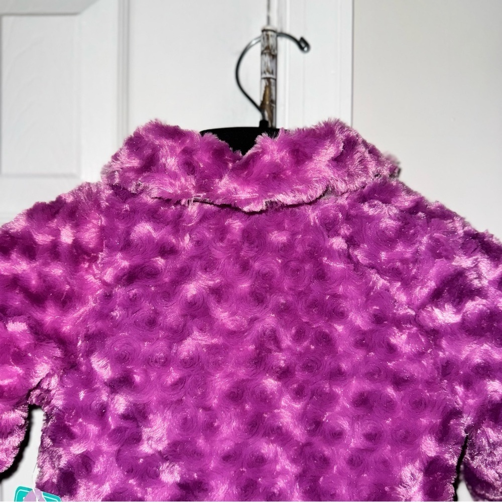 NICKELODEON Dora & Friends Girls 3T Purple Faux Fur Sparkle Jacket Coat Bows NWT - Picture 10 of 16